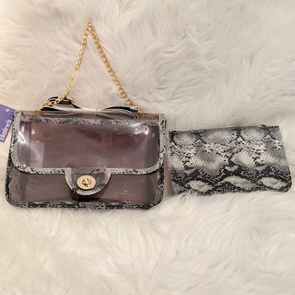 NWT Clear Flap Bag And Pouch